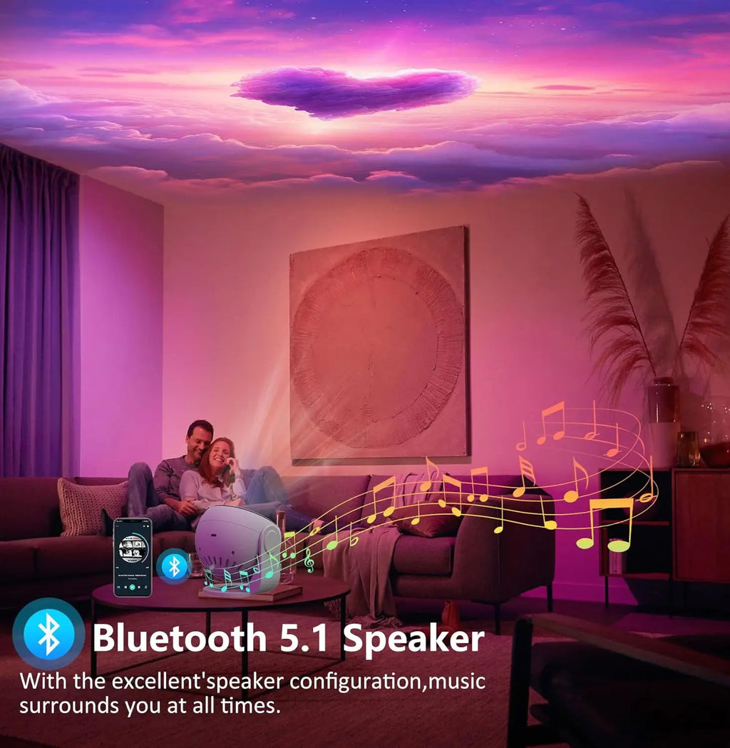 13-in-1 Galaxy Star Projector Pro – 360° HD Ceiling Night Light with Bluetooth Speaker, Remote & White Noise
