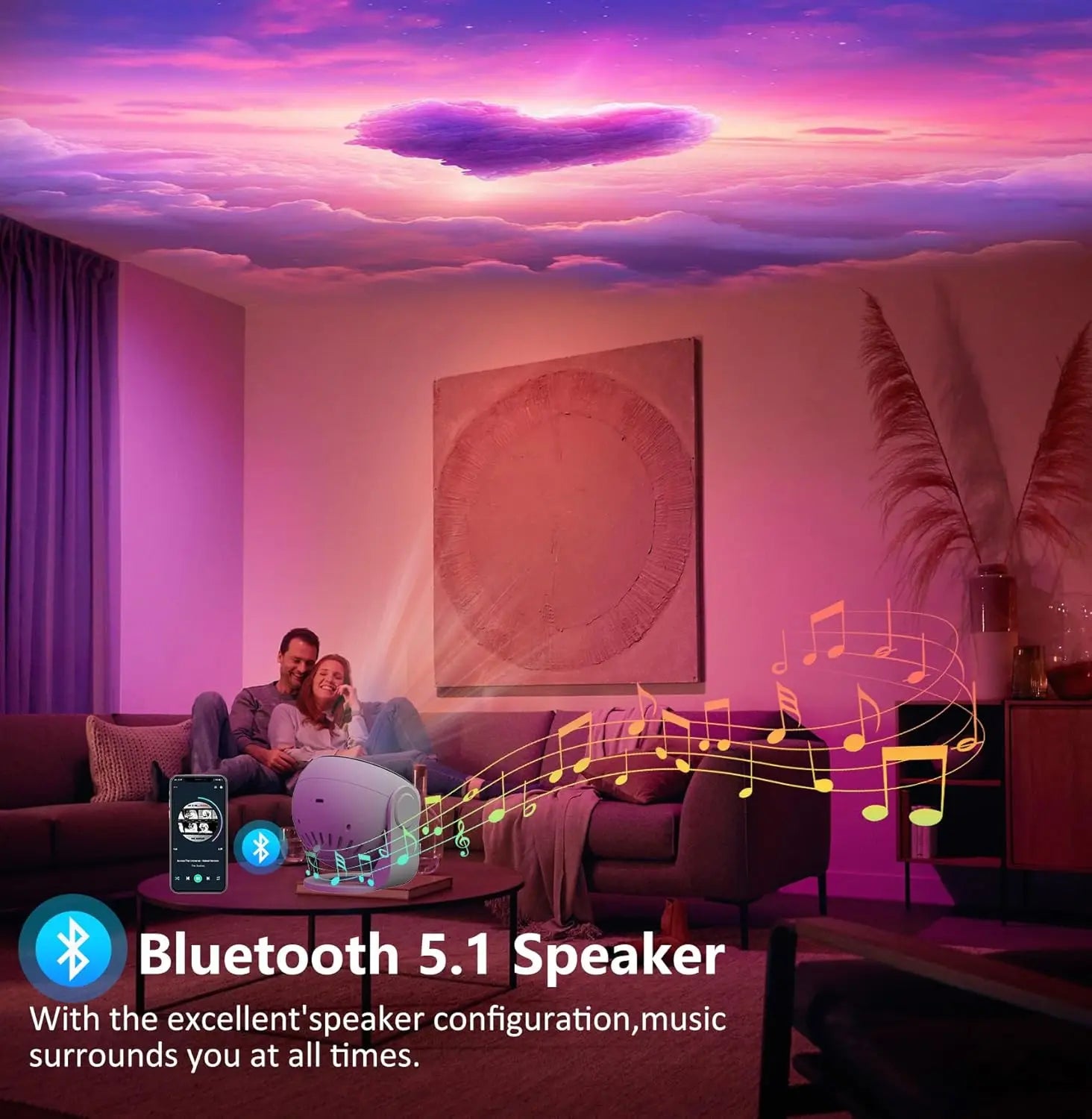 13-in-1 Galaxy Star Projector Pro – 360° HD Ceiling Night Light with Bluetooth Speaker, Remote & White Noise