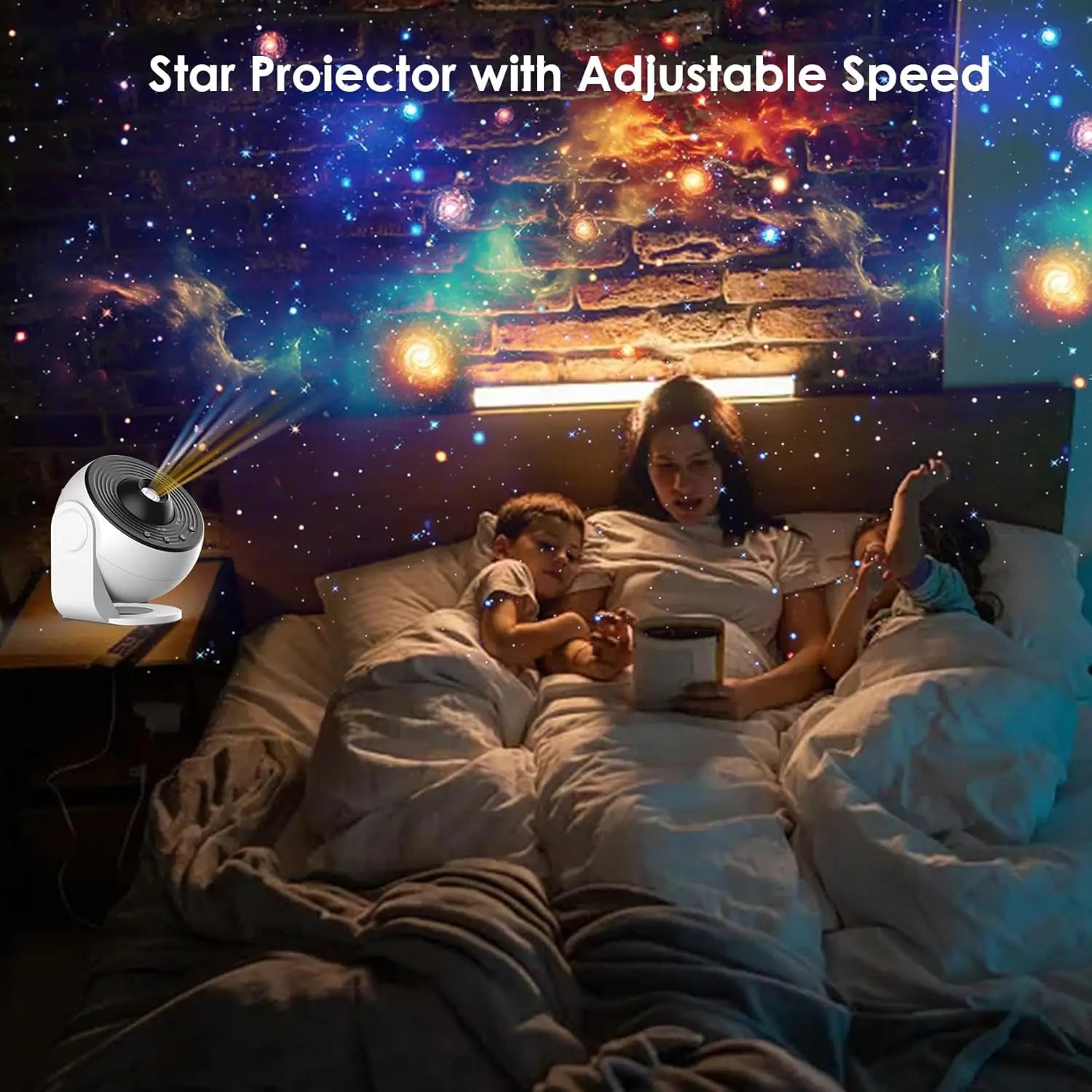 13-in-1 Galaxy Star Projector Pro – 360° HD Ceiling Night Light with Bluetooth Speaker, Remote & White Noise