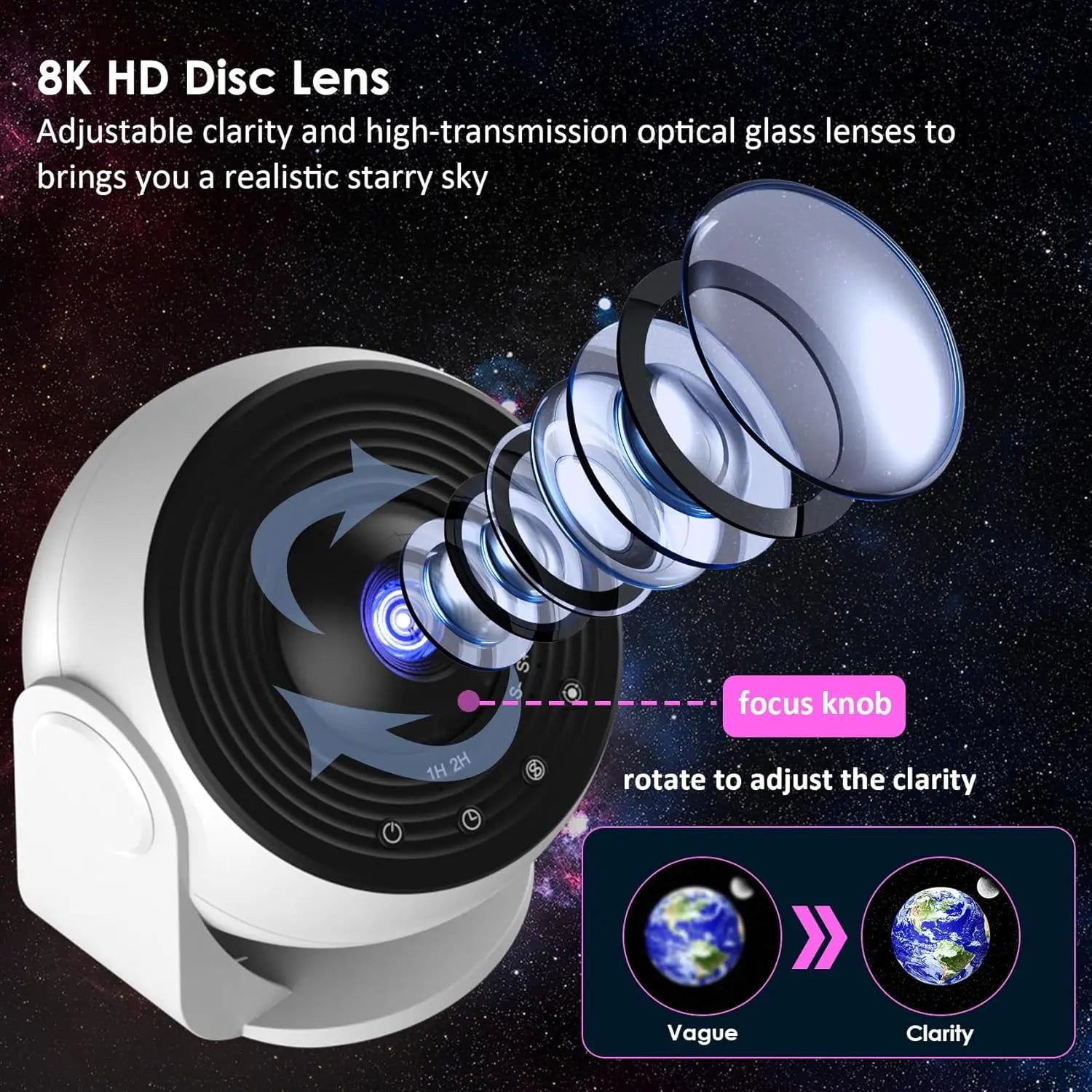 13-in-1 Galaxy Star Projector Pro – 360° HD Ceiling Night Light with Bluetooth Speaker, Remote & White Noise