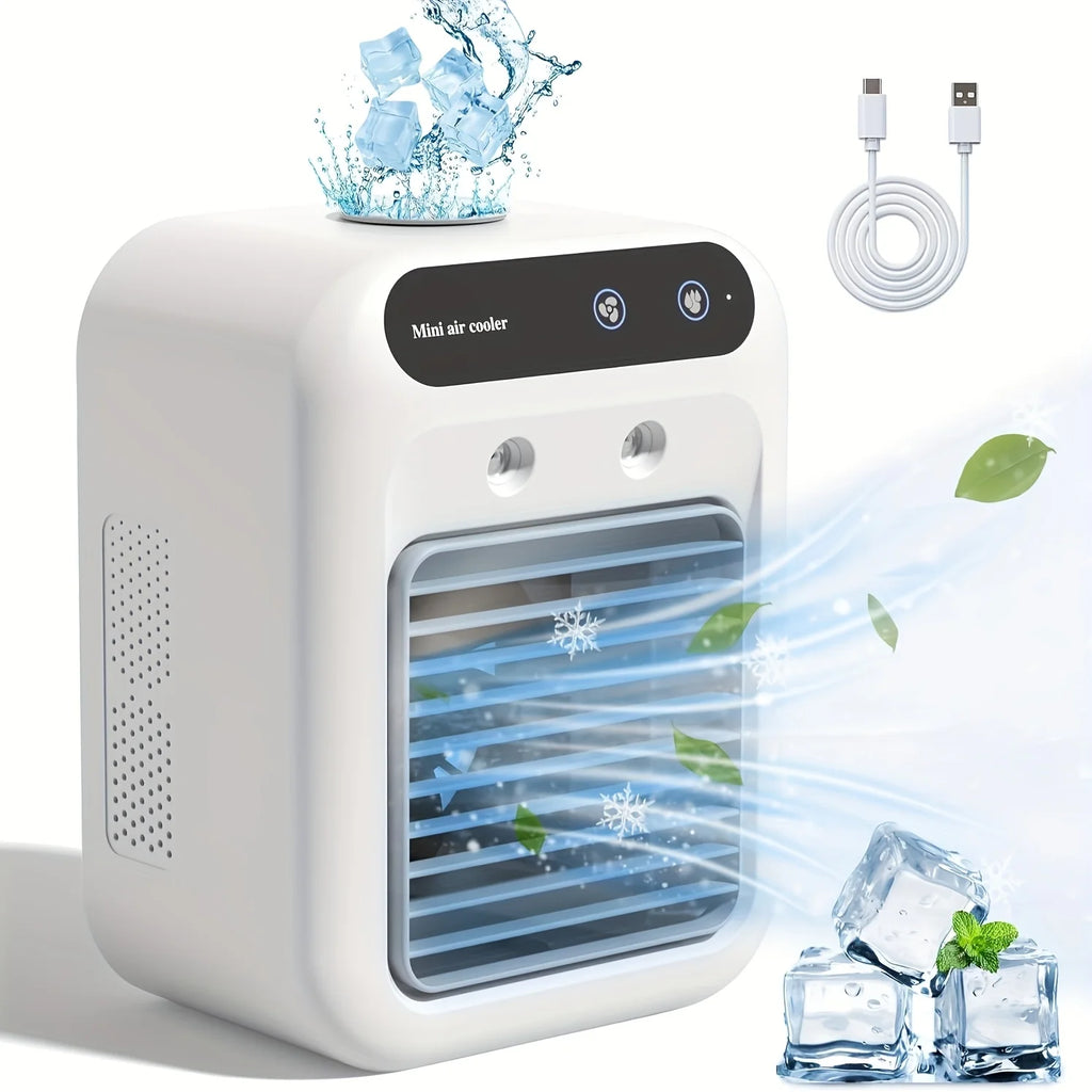USB Desktop Ice Water Fan – Portable Mini Air Cooler with 1800mAh Battery