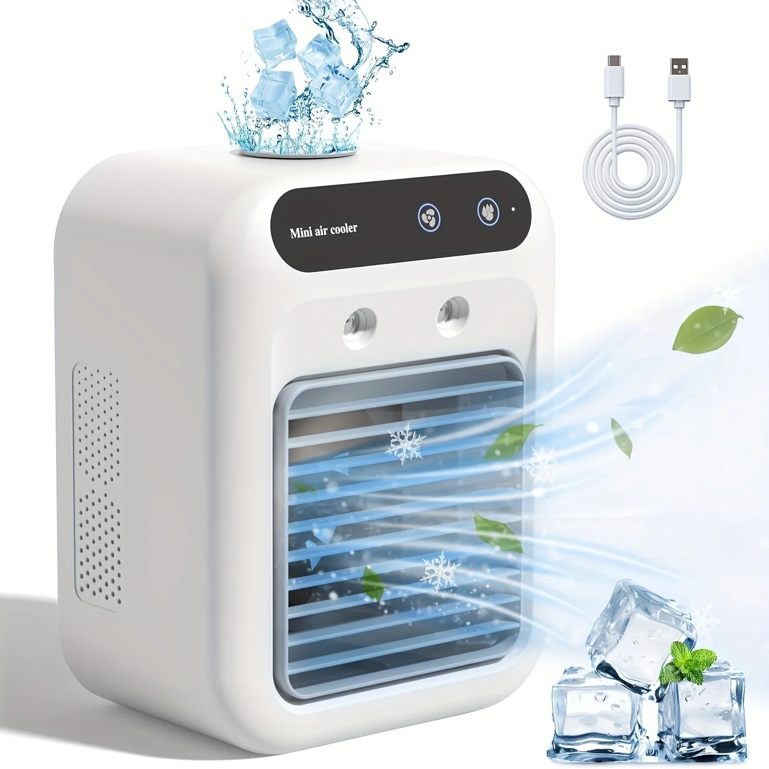 USB Desktop Ice Water Fan – Portable Mini Air Cooler with 1800mAh Battery