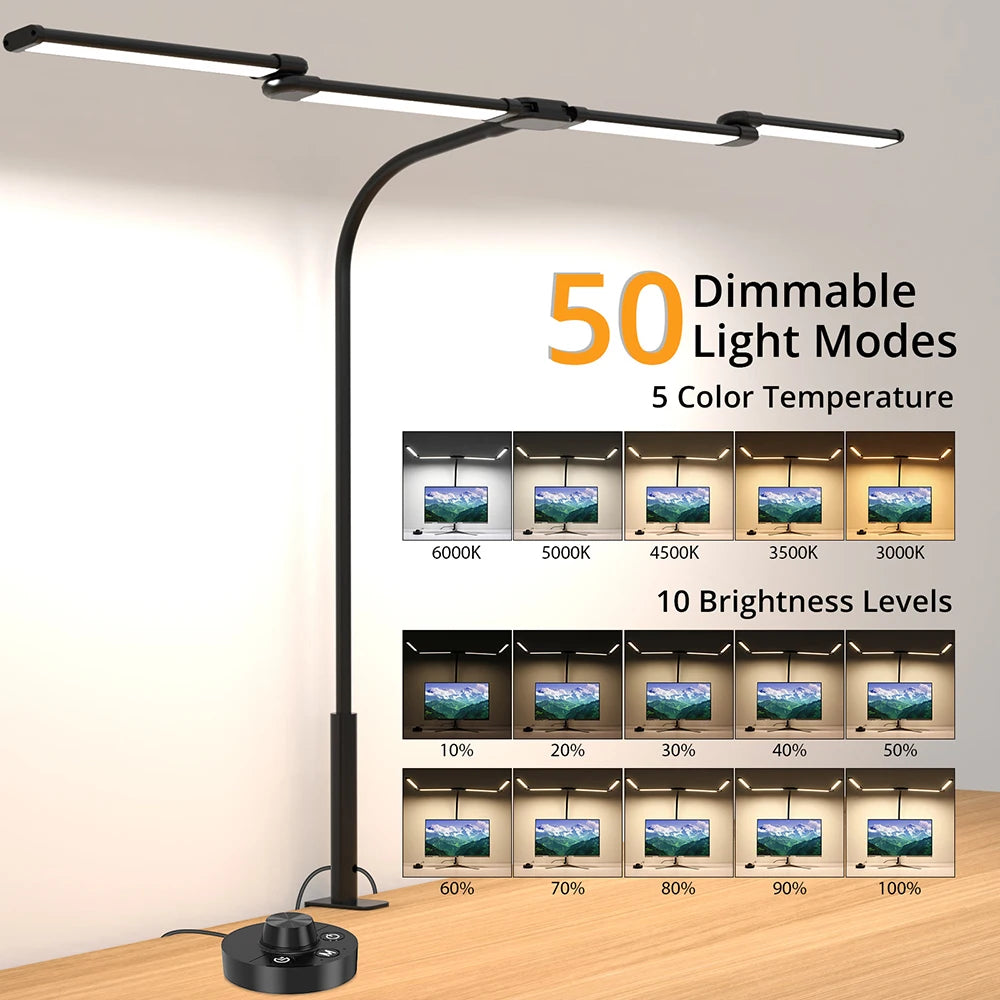 LED Desk Lamp with Clamp – Auto Dimming Adjustable Desk Light