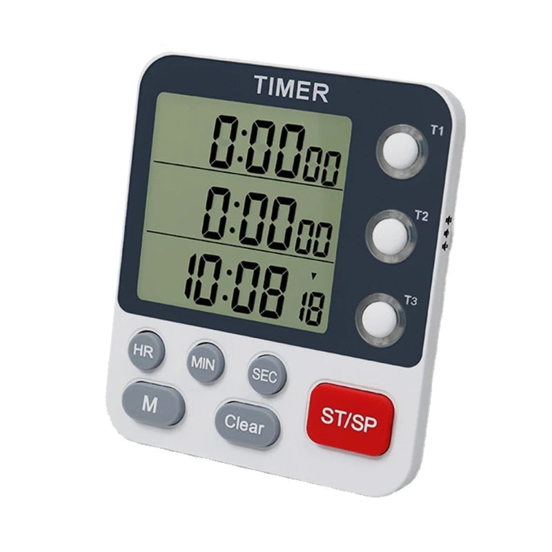 Digital Kitchen Timer – 3 Channel Cooking Timer with Loud Alarm & Countdown Function