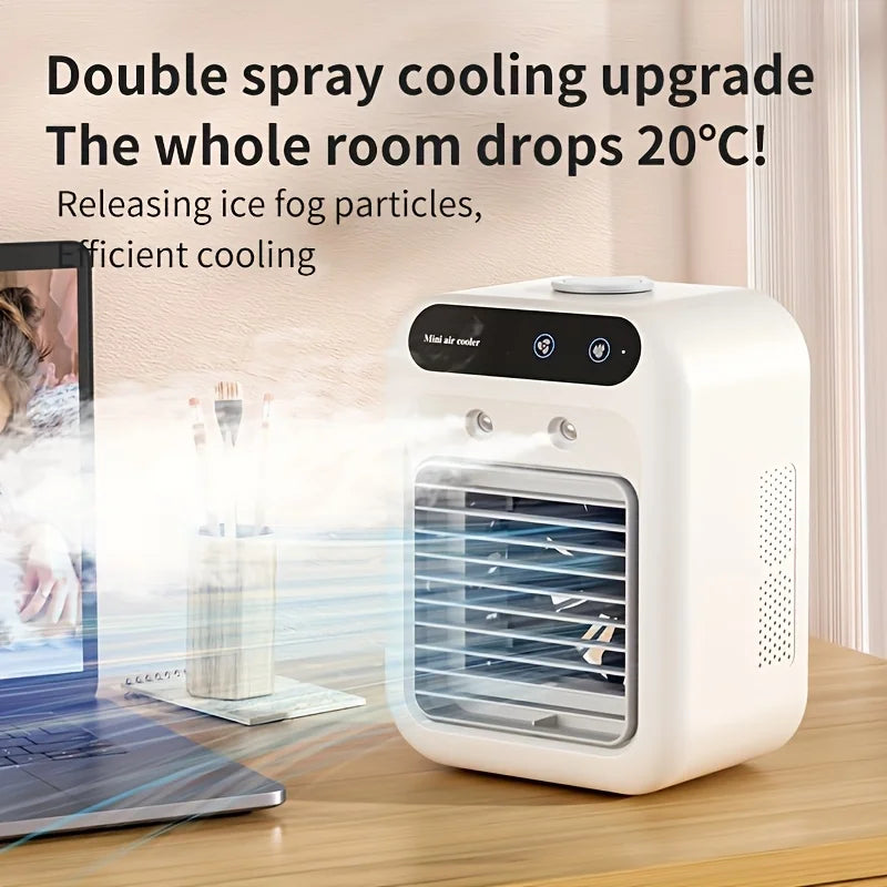 USB Desktop Ice Water Fan – Portable Mini Air Cooler with 1800mAh Battery