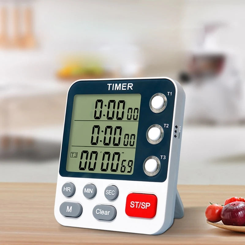 Digital Kitchen Timer – 3 Channel Cooking Timer with Loud Alarm & Countdown Function