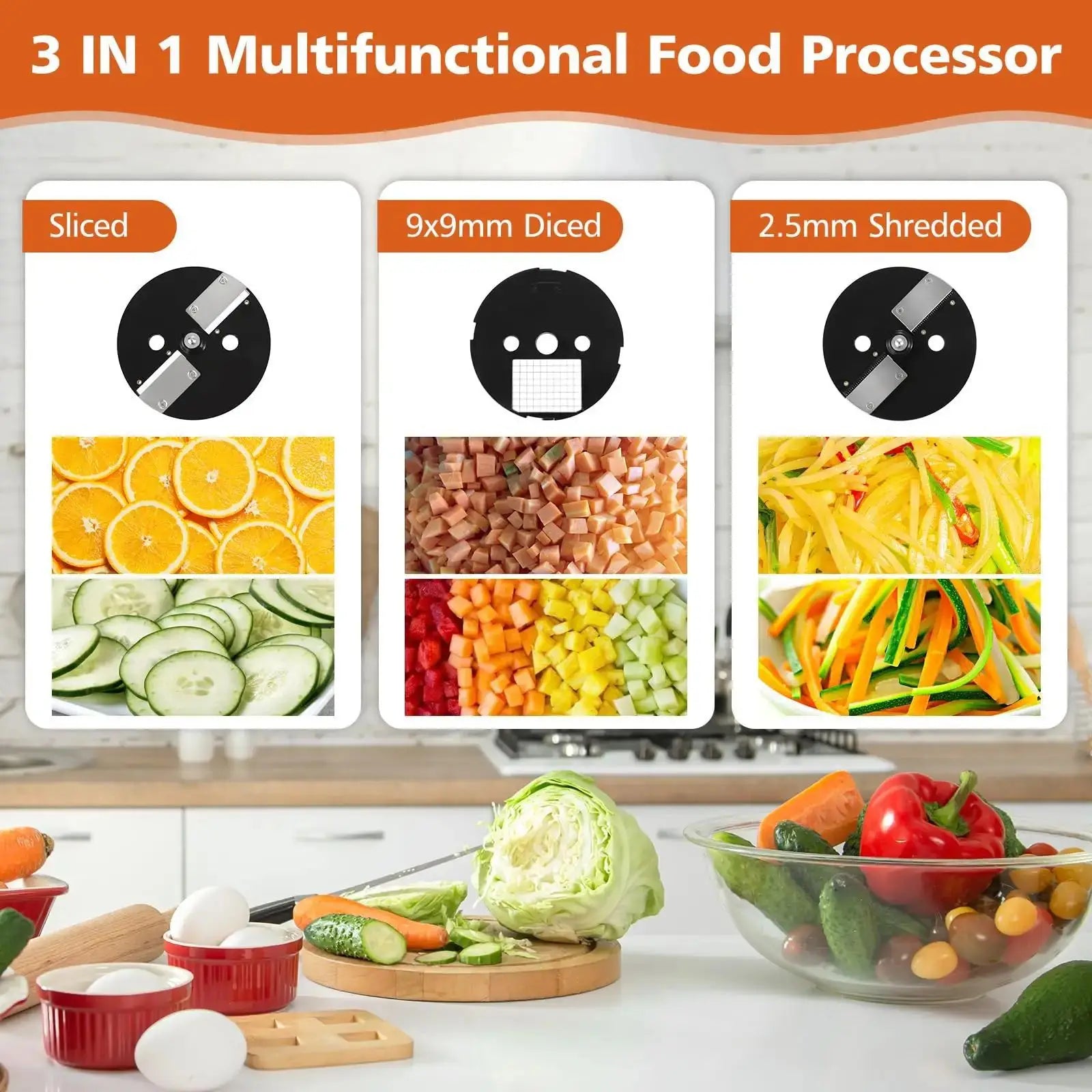 3-in-1 Electric Vegetable Chopper – Multifunction Food Processor for Fast Cutting