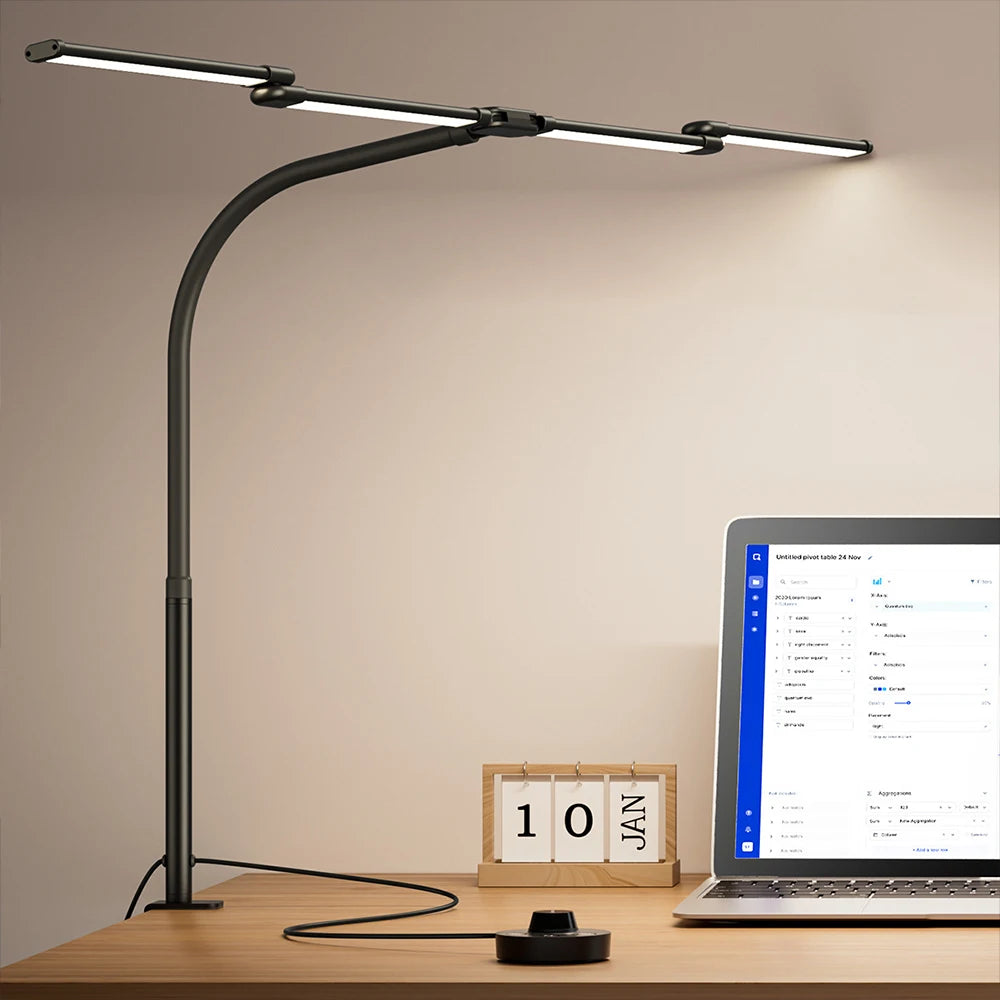 LED Desk Lamp with Clamp – Auto Dimming Adjustable Desk Light