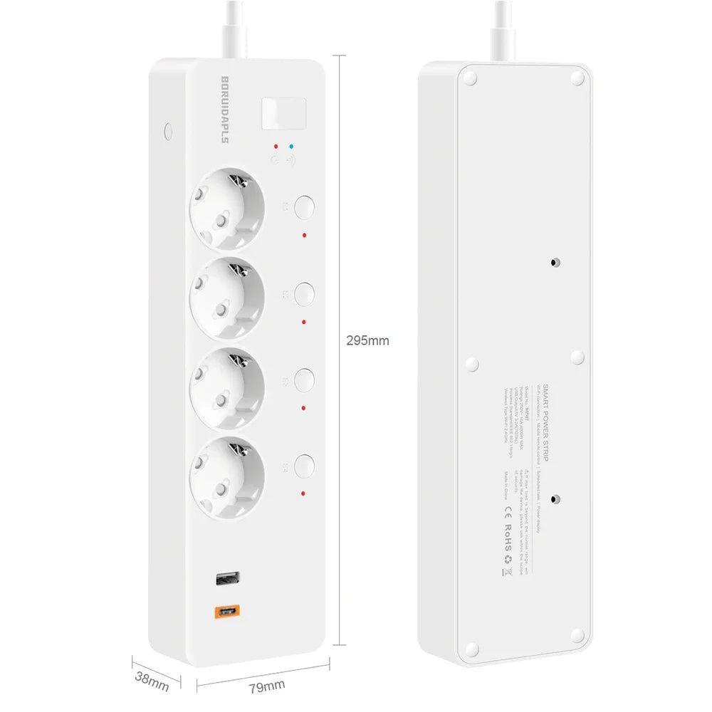 Smart WiFi Power Strip – Tuya Alexa Multi Socket with USB-C & Energy Monitoring