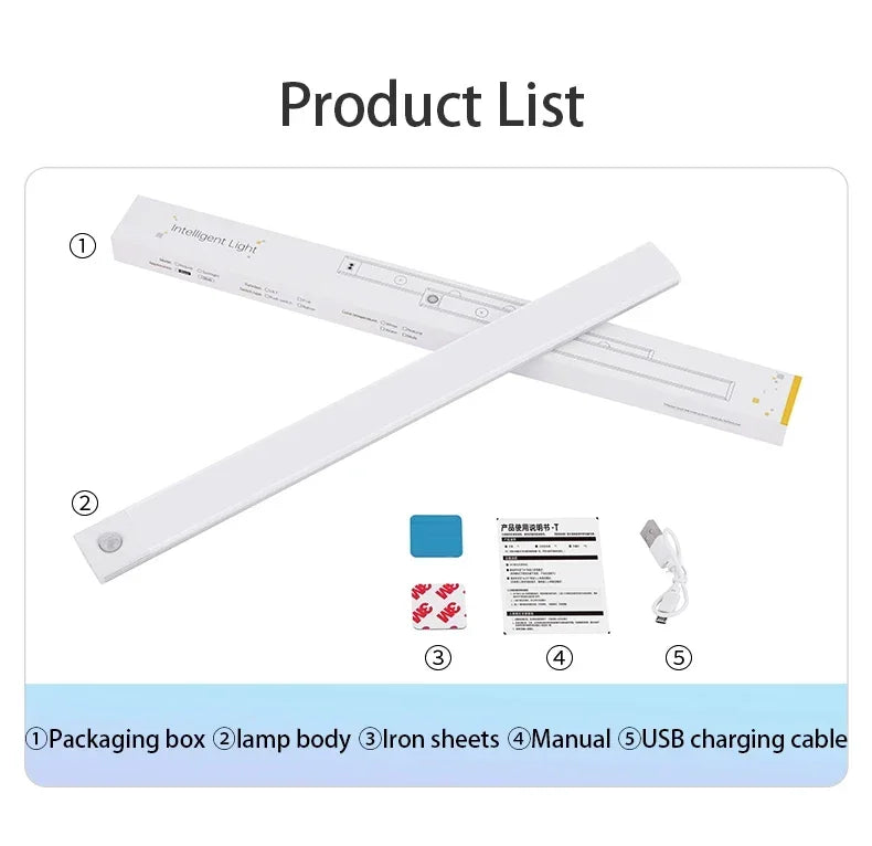 Motion Sensor LED Light Bar – USB Rechargeable Under Cabinet Night Light