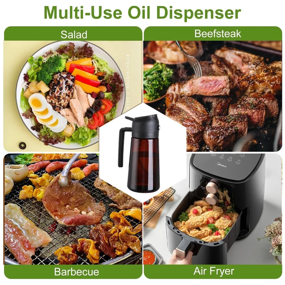 2-in-1 Glass Oil Sprayer Bottle – Leakproof Olive Oil Dispenser for Cooking & Air Fryer