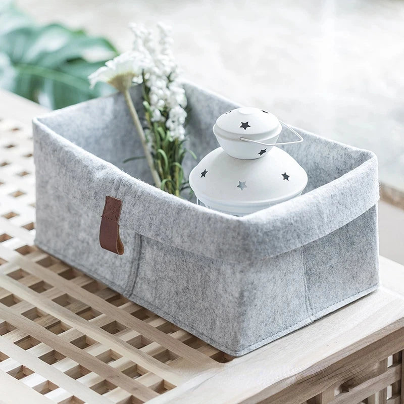 Nordic Felt Storage Box Organizer – Minimalist Desk & Room Storage Basket