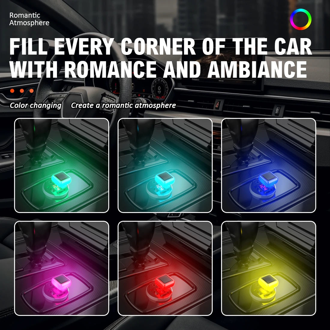 Car USB Ambient LED Light – Mini Portable Mood Lamp