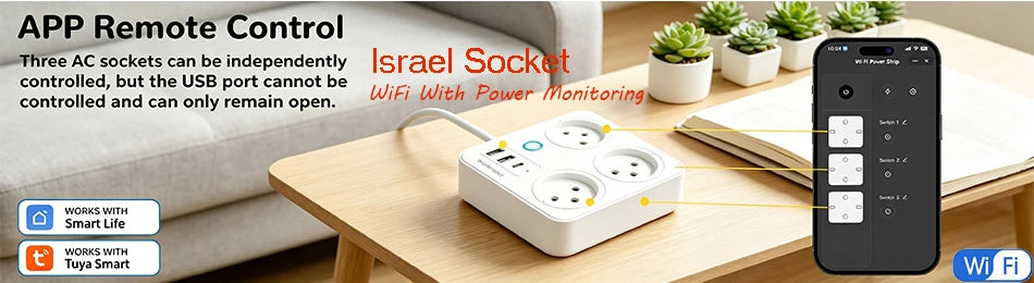 Smart WiFi Power Strip – Tuya Alexa Multi Socket with USB-C & Energy Monitoring