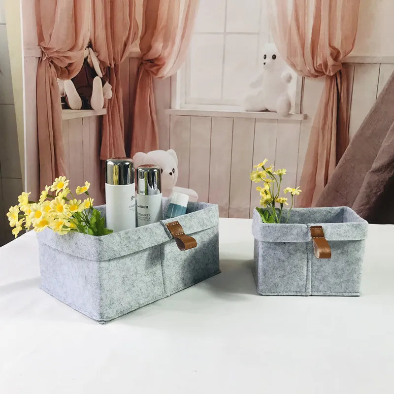Nordic Felt Storage Box Organizer – Minimalist Desk & Room Storage Basket