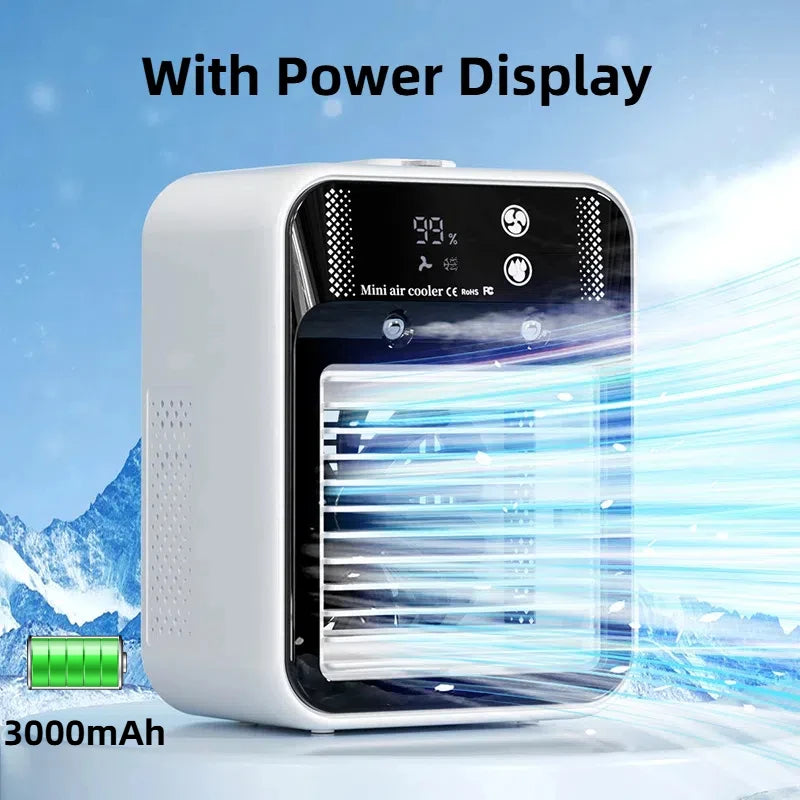 USB Desktop Ice Water Fan – Portable Mini Air Cooler with 1800mAh Battery