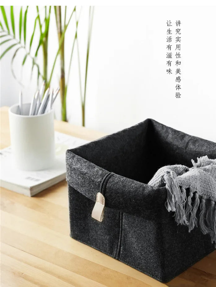 Nordic Felt Storage Box Organizer – Minimalist Desk & Room Storage Basket