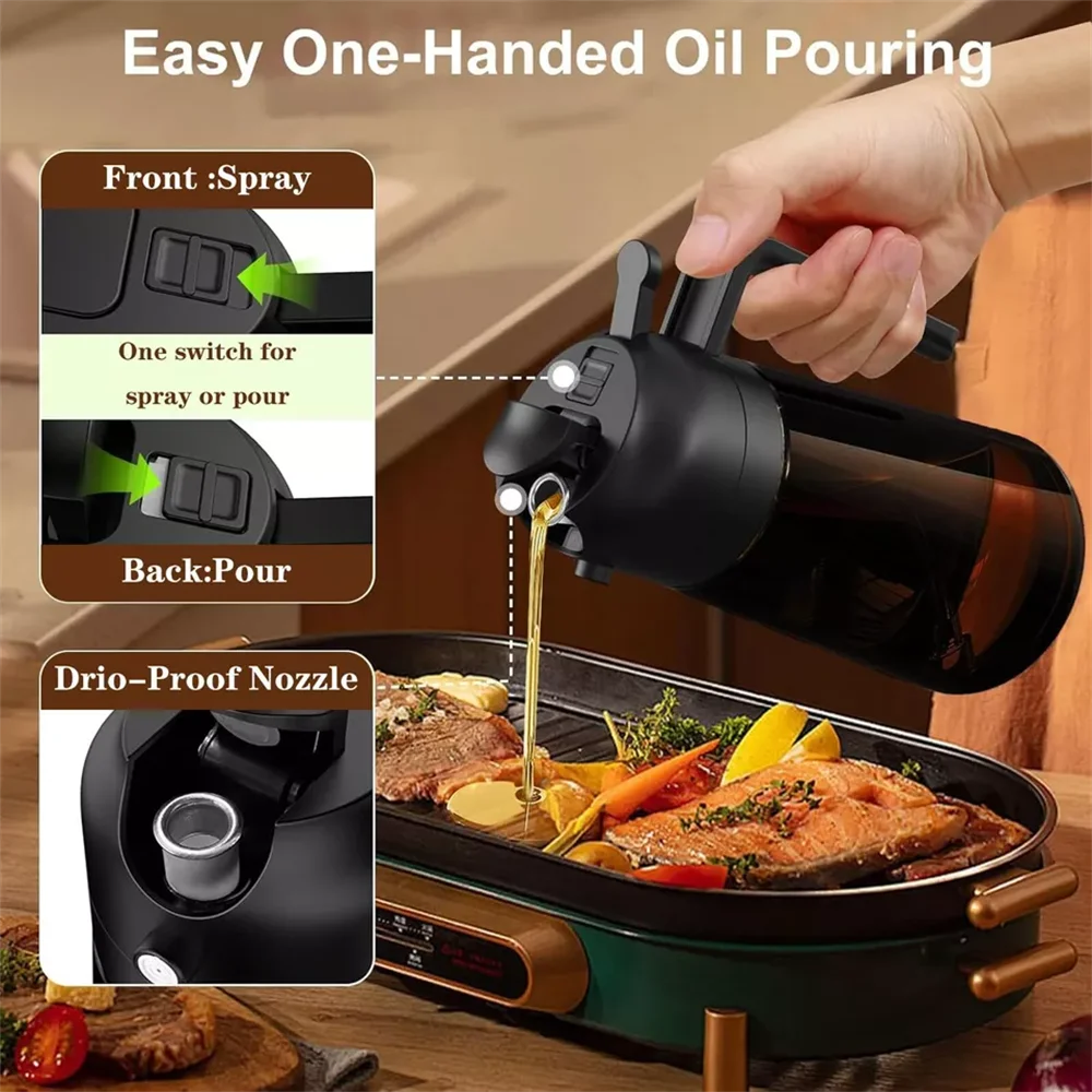2-in-1 Glass Oil Sprayer Bottle – Leakproof Olive Oil Dispenser for Cooking & Air Fryer