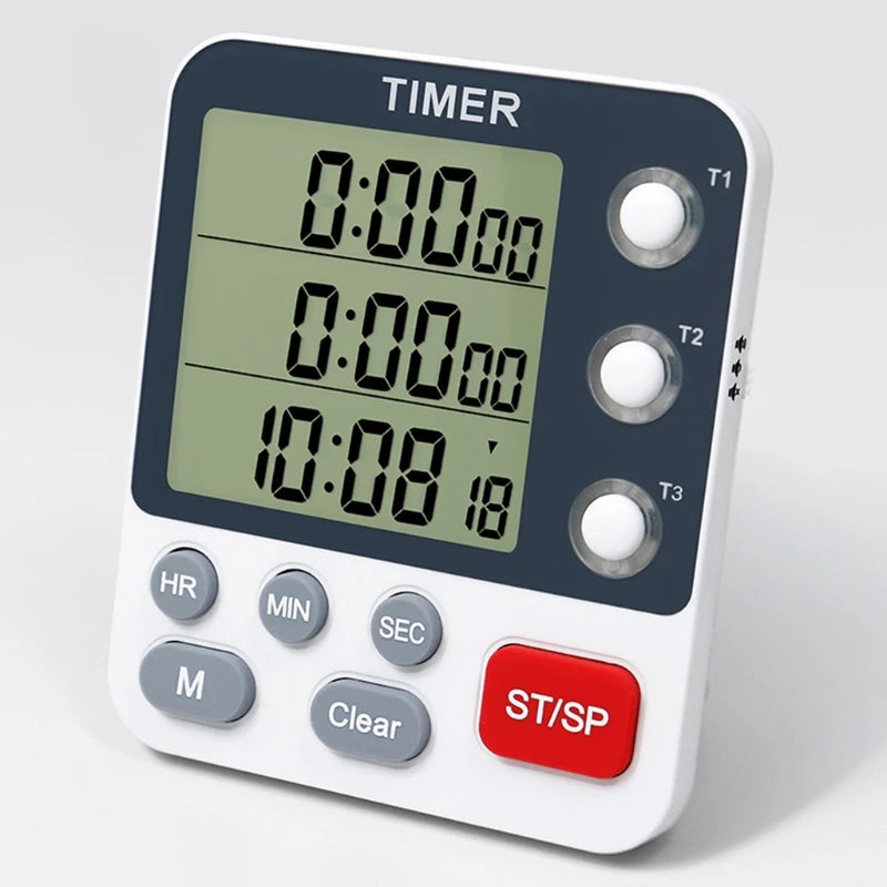 Digital Kitchen Timer – 3 Channel Cooking Timer with Loud Alarm & Countdown Function