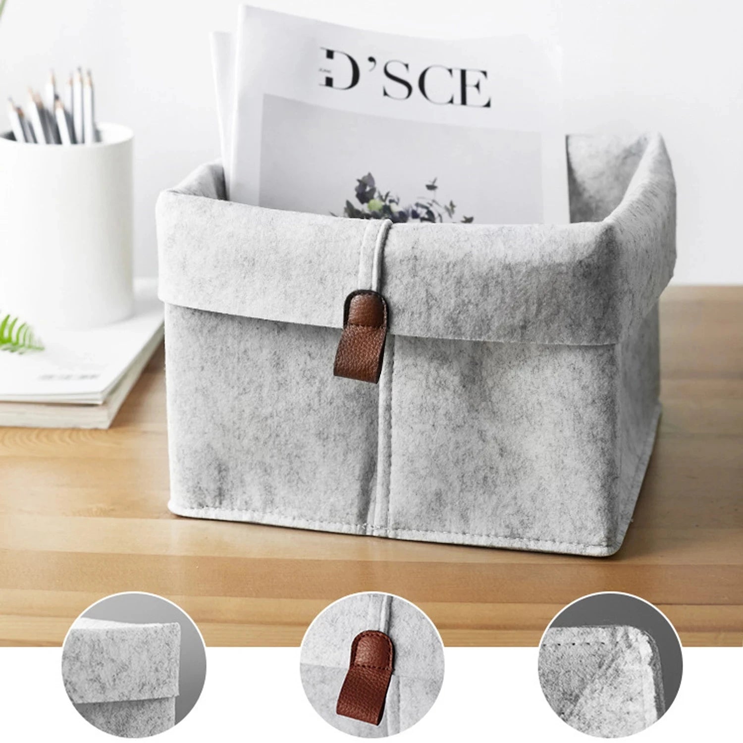 Nordic Felt Storage Box Organizer – Minimalist Desk & Room Storage Basket