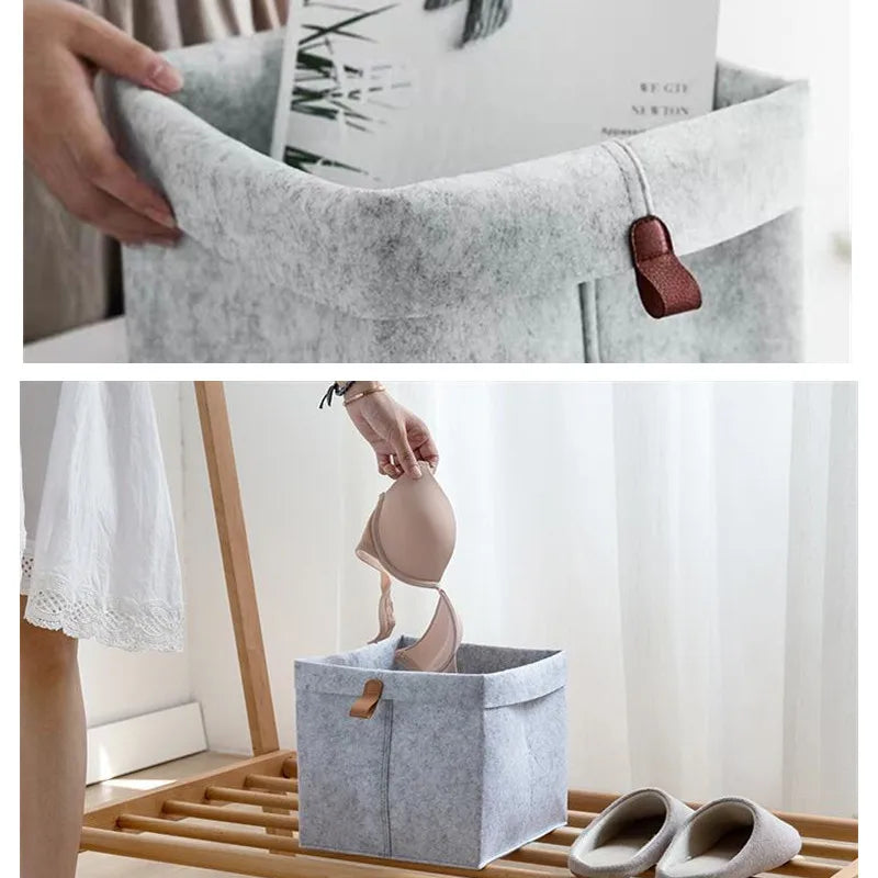 Nordic Felt Storage Box Organizer – Minimalist Desk & Room Storage Basket