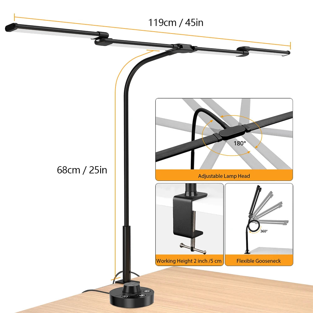 LED Desk Lamp with Clamp – Auto Dimming Adjustable Desk Light