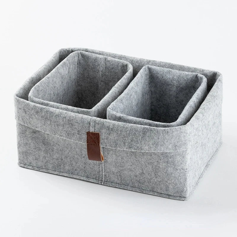 Nordic Felt Storage Box Organizer – Minimalist Desk & Room Storage Basket