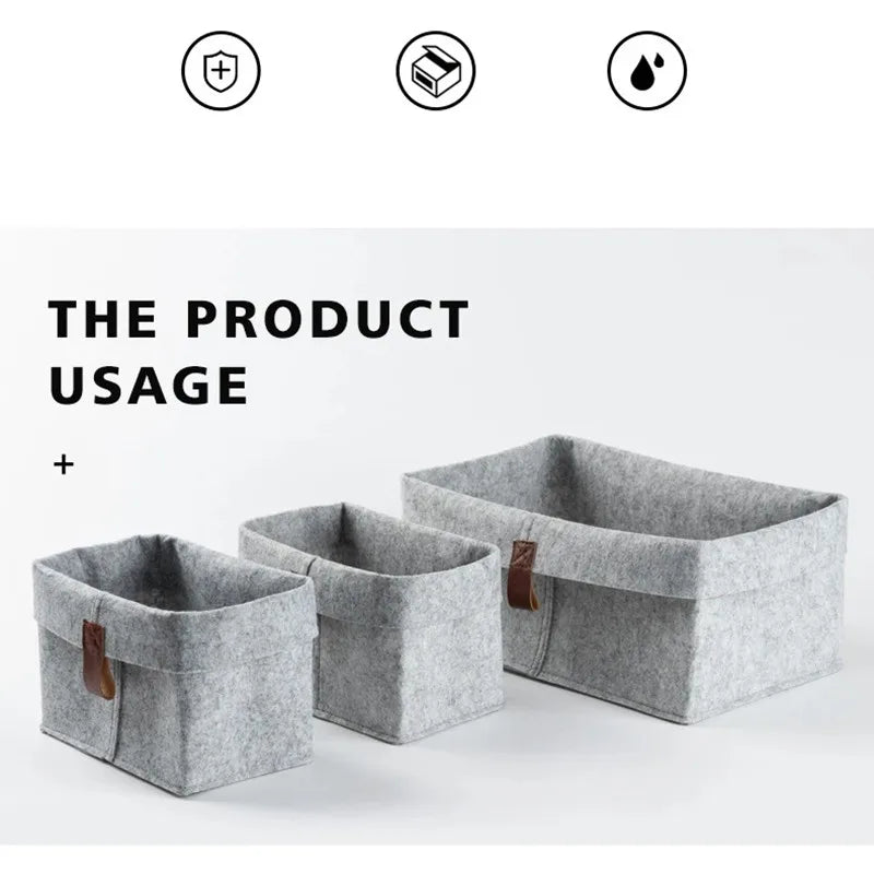 Nordic Felt Storage Box Organizer – Minimalist Desk & Room Storage Basket