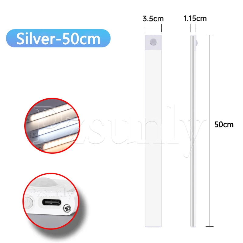 Motion Sensor LED Light Bar – USB Rechargeable Under Cabinet Night Light