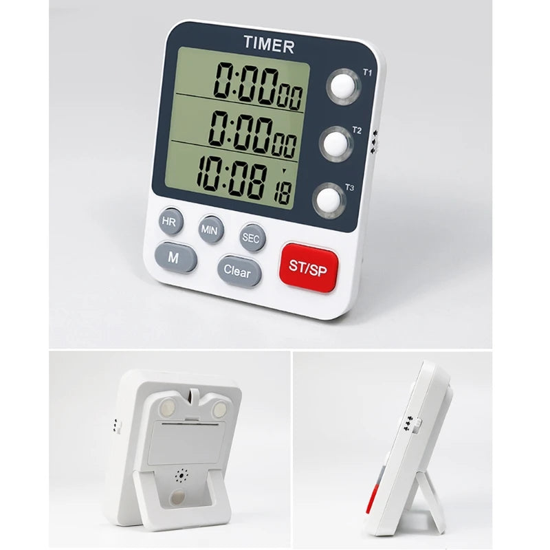 Digital Kitchen Timer – 3 Channel Cooking Timer with Loud Alarm & Countdown Function