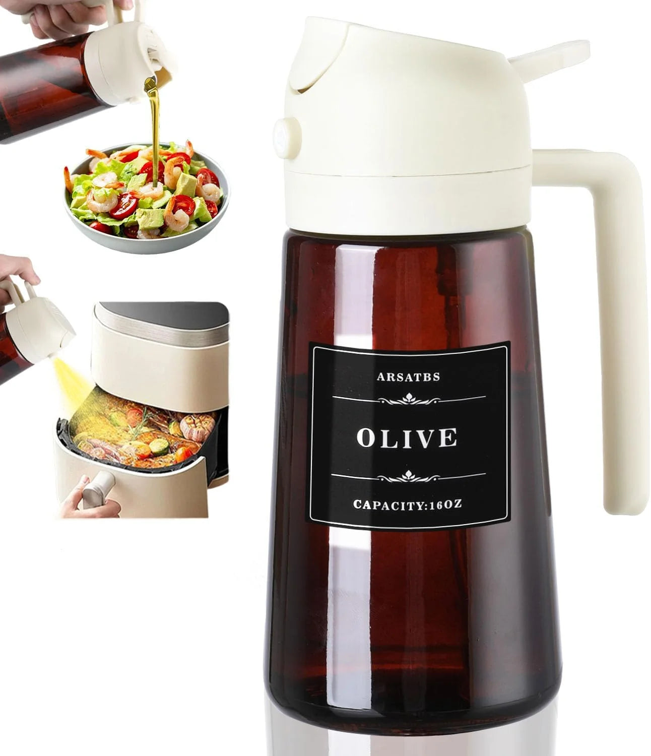 2-in-1 Glass Oil Sprayer Bottle – Leakproof Olive Oil Dispenser for Cooking & Air Fryer