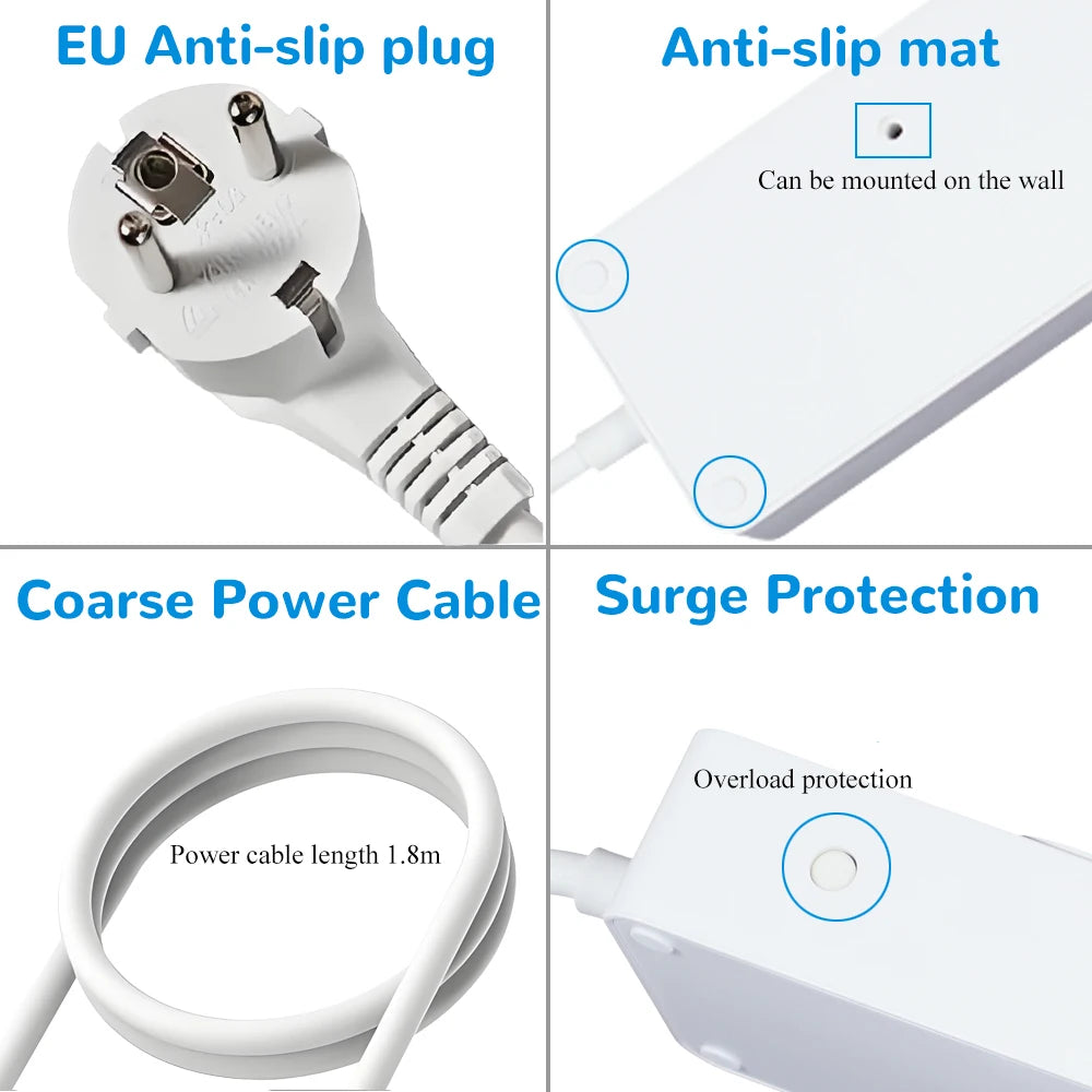 Smart WiFi Power Strip – Tuya Alexa Multi Socket with USB-C & Energy Monitoring