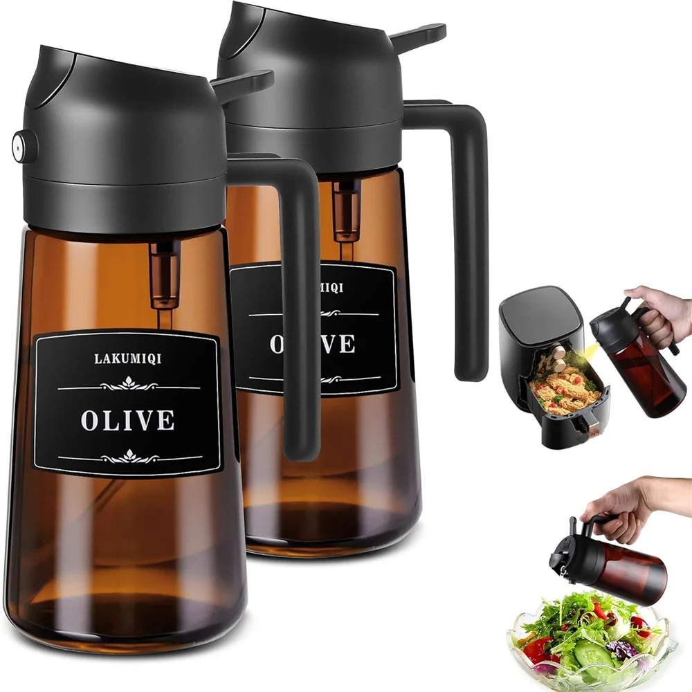 2-in-1 Glass Oil Sprayer Bottle – Leakproof Olive Oil Dispenser for Cooking & Air Fryer