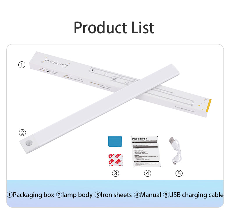 Motion Sensor LED Light Bar – USB Rechargeable Under Cabinet Night Light