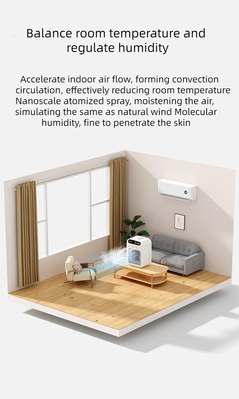 USB Desktop Ice Water Fan – Portable Mini Air Cooler with 1800mAh Battery