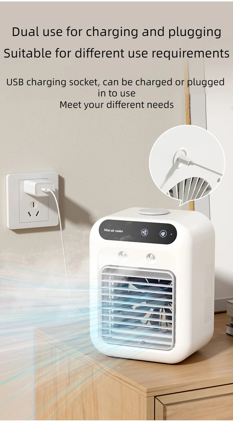 USB Desktop Ice Water Fan – Portable Mini Air Cooler with 1800mAh Battery