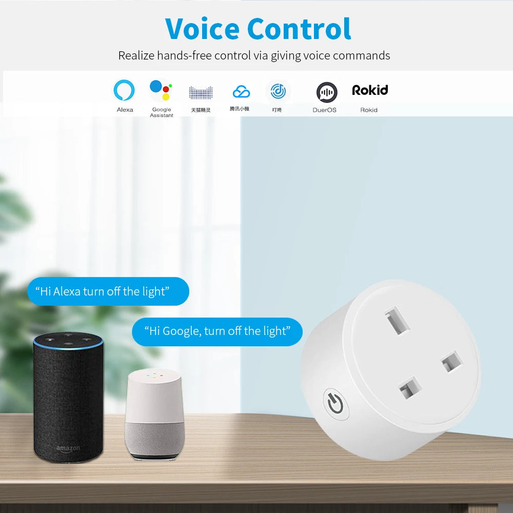Tuya Smart WiFi Plug 20A – Smart Socket with Energy Monitoring & Alexa Control