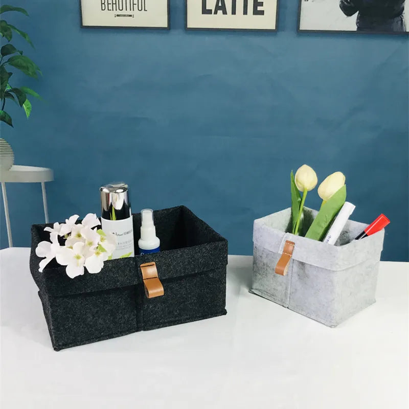 Nordic Felt Storage Box Organizer – Minimalist Desk & Room Storage Basket