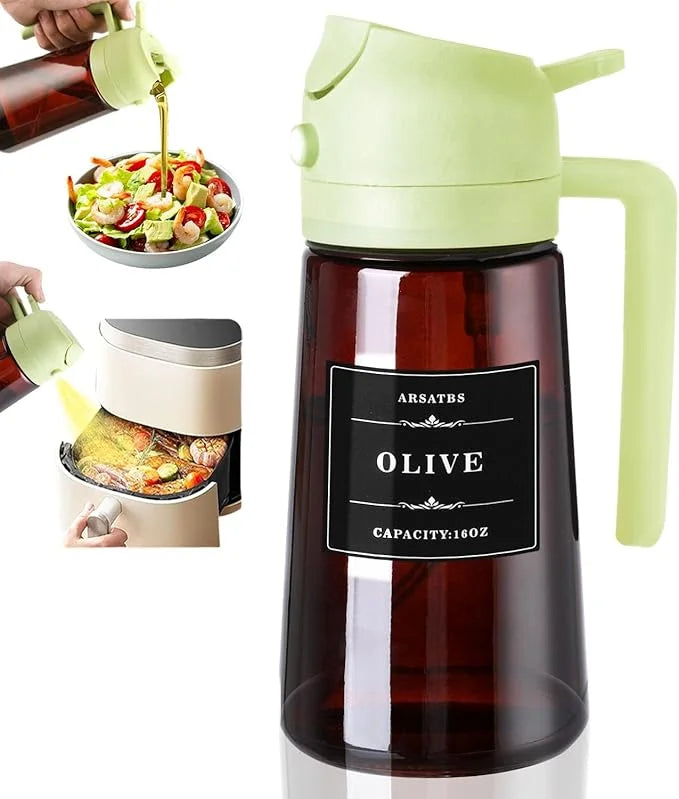 2-in-1 Glass Oil Sprayer Bottle – Leakproof Olive Oil Dispenser for Cooking & Air Fryer