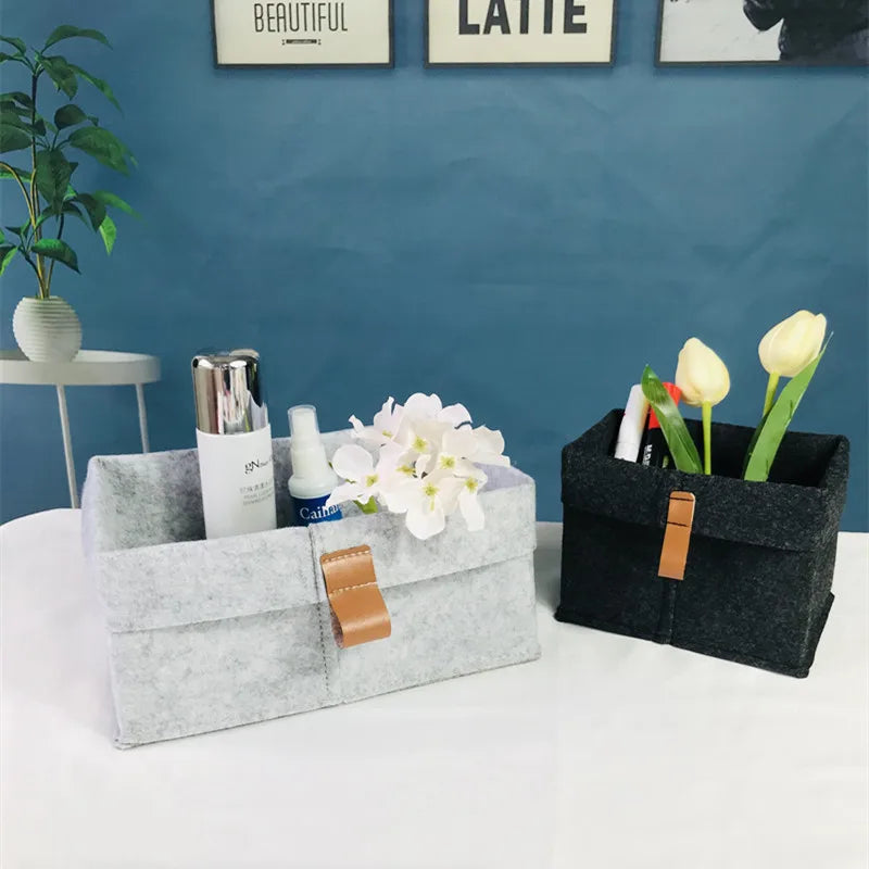 Nordic Felt Storage Box Organizer – Minimalist Desk & Room Storage Basket