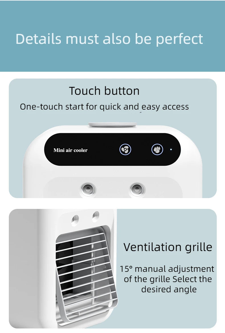 USB Desktop Ice Water Fan – Portable Mini Air Cooler with 1800mAh Battery
