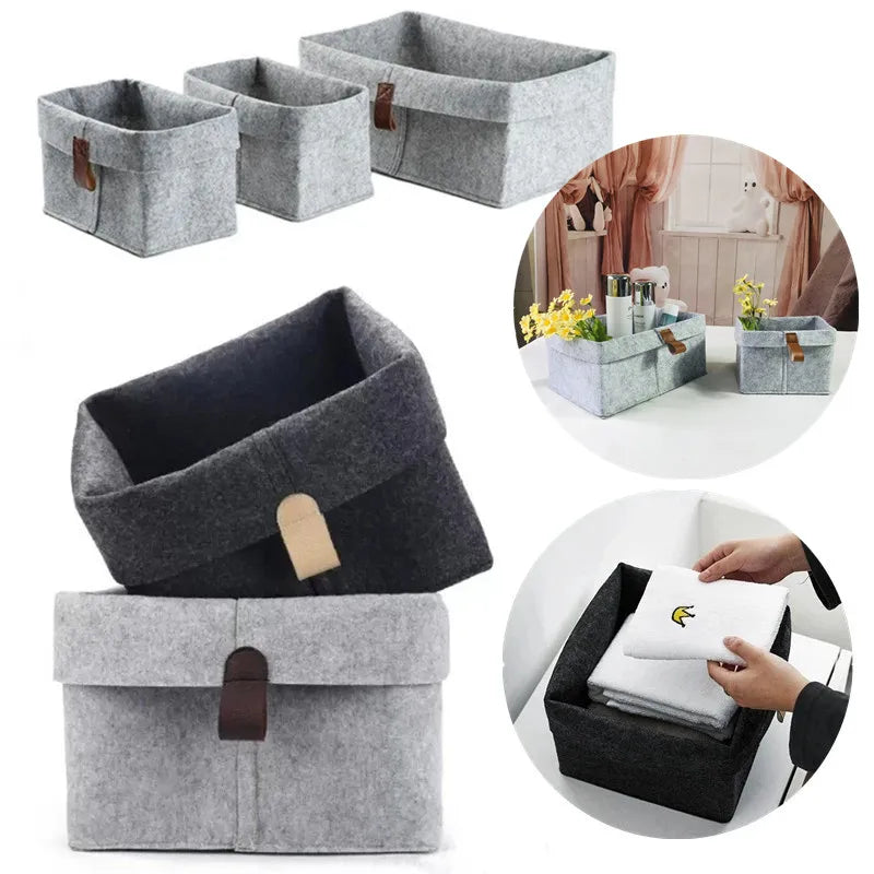 Nordic Felt Storage Box Organizer – Minimalist Desk & Room Storage Basket