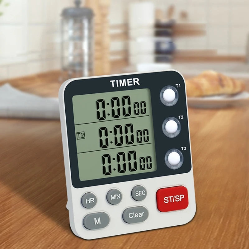 Digital Kitchen Timer – 3 Channel Cooking Timer with Loud Alarm & Countdown Function