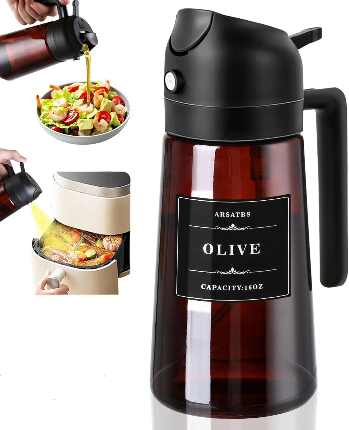 2-in-1 Glass Oil Sprayer Bottle – Leakproof Olive Oil Dispenser for Cooking & Air Fryer