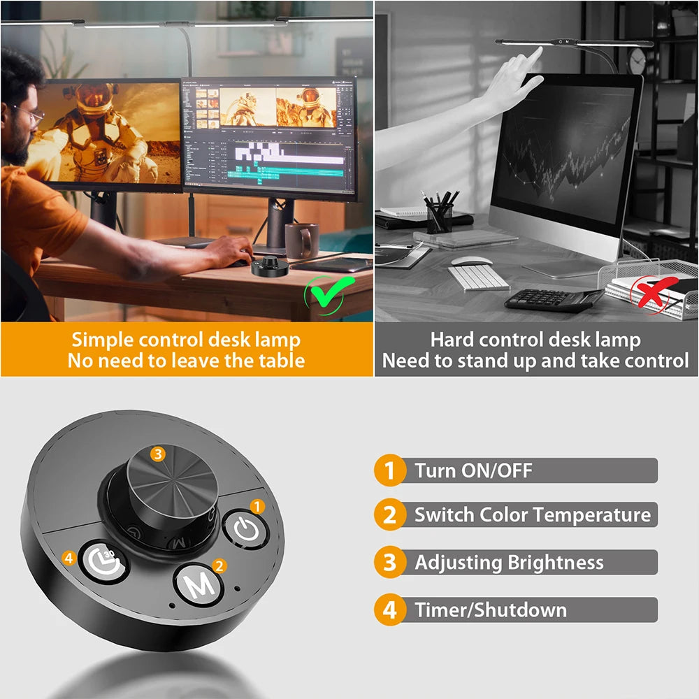 LED Desk Lamp with Clamp – Auto Dimming Adjustable Desk Light