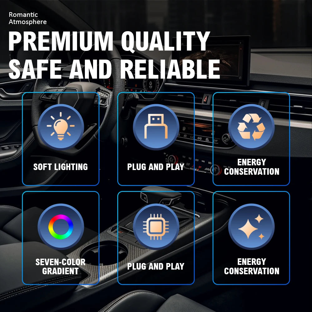 Car USB Ambient LED Light – Mini Portable Mood Lamp